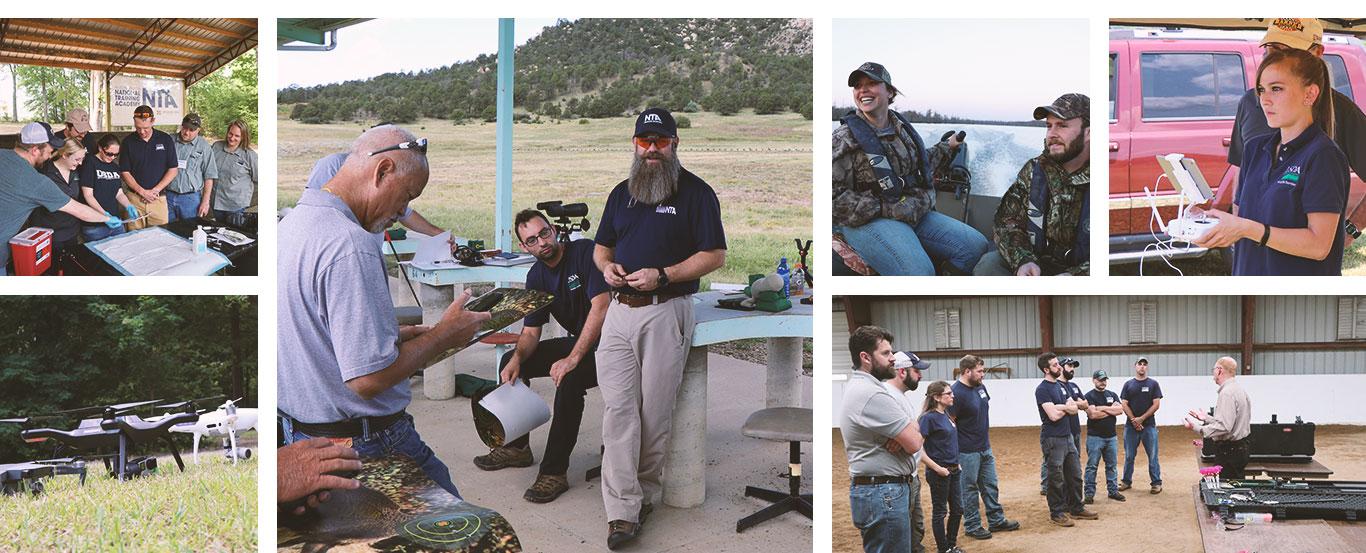 Multiple images showing NTA Instructors teaching their students